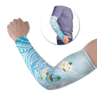 Guam Fishhook Mix Guasali Flowers Arm Sleeves Dreaming Turquoise LT7 Set of 2 Turquoise - Polynesian Pride