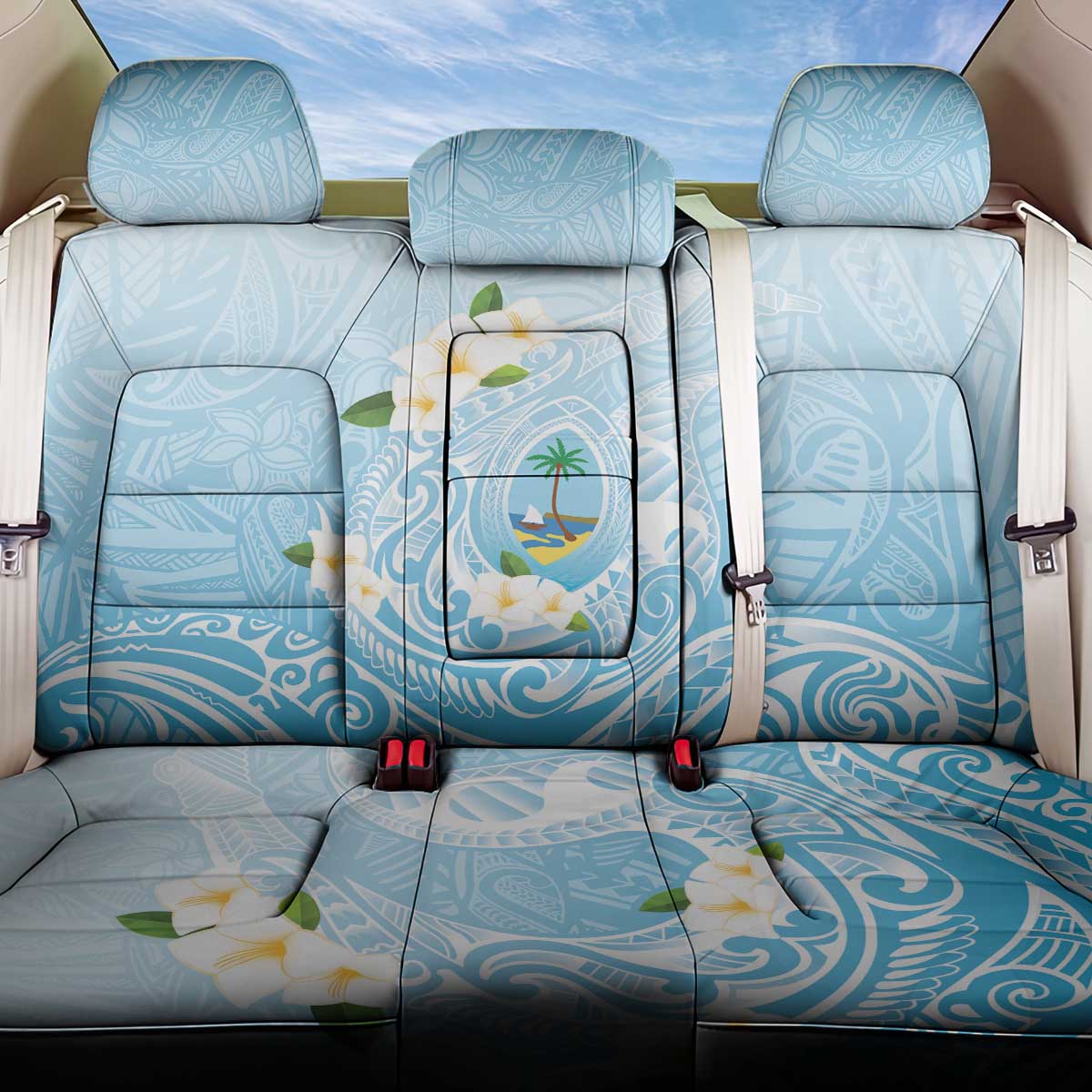 Guam Fishhook Mix Guasali Flowers Back Car Seat Cover Dreaming Turquoise