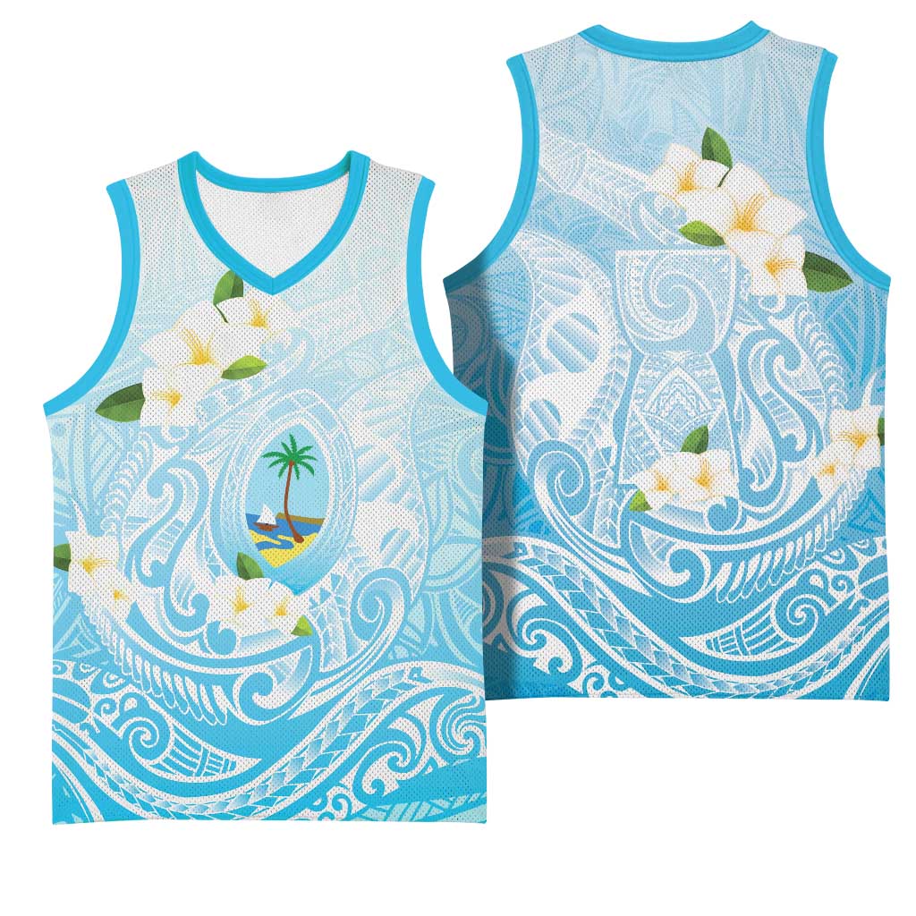 Guam Fishhook Mix Guasali Flowers Basketball Jersey Dreaming Turquoise LT7 - Polynesian Pride