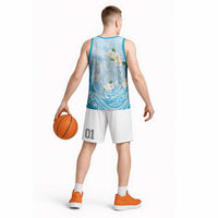 Guam Fishhook Mix Guasali Flowers Basketball Jersey Dreaming Turquoise LT7 - Polynesian Pride