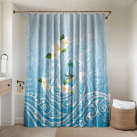 Guam Fishhook Mix Guasali Flowers Bathroom Set Dreaming Turquoise LT7 Shower Curtain Only Turquoise - Polynesian Pride