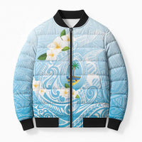 Guam Fishhook Mix Guasali Flowers Bomber Puffer Jacket Dreaming Turquoise LT7 Unisex Turquoise - Polynesian Pride