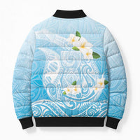 Guam Fishhook Mix Guasali Flowers Bomber Puffer Jacket Dreaming Turquoise LT7 - Polynesian Pride