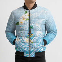Guam Fishhook Mix Guasali Flowers Bomber Puffer Jacket Dreaming Turquoise LT7 - Polynesian Pride
