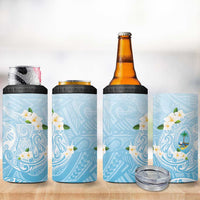 Guam Fishhook Mix Guasali Flowers 4 in 1 Can Cooler Tumbler Dreaming Turquoise LT7 - Polynesian Pride