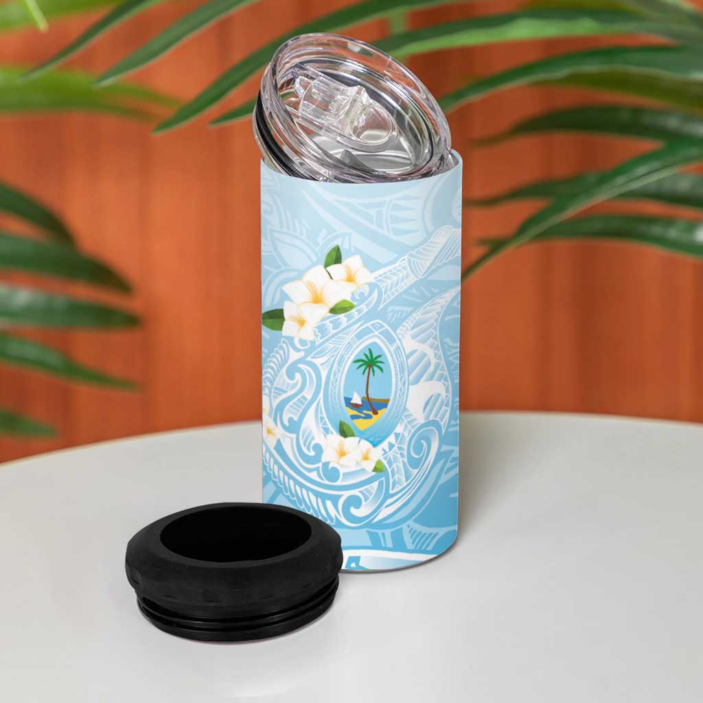 Guam Fishhook Mix Guasali Flowers 4 in 1 Can Cooler Tumbler Dreaming Turquoise LT7 - Polynesian Pride