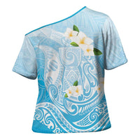Guam Fishhook Mix Guasali Flowers Cross Shoulder Shirt Dreaming Turquoise LT7 - Polynesian Pride
