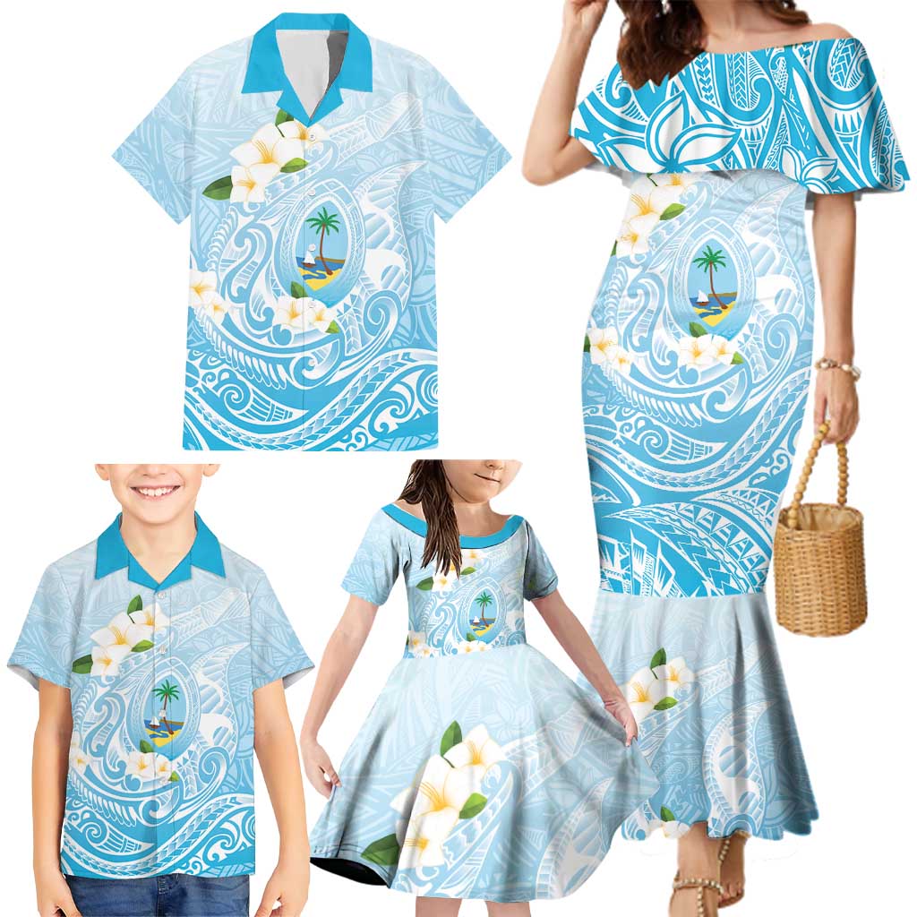 Guam Fishhook Mix Guasali Flowers Family Matching Mermaid Dress and Hawaiian Shirt Dreaming Turquoise LT7 - Polynesian Pride