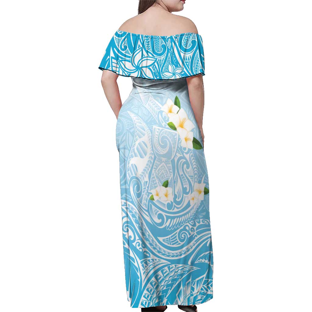 Guam Fishhook Mix Guasali Flowers Family Matching Off Shoulder Maxi Dress and Hawaiian Shirt Dreaming Turquoise