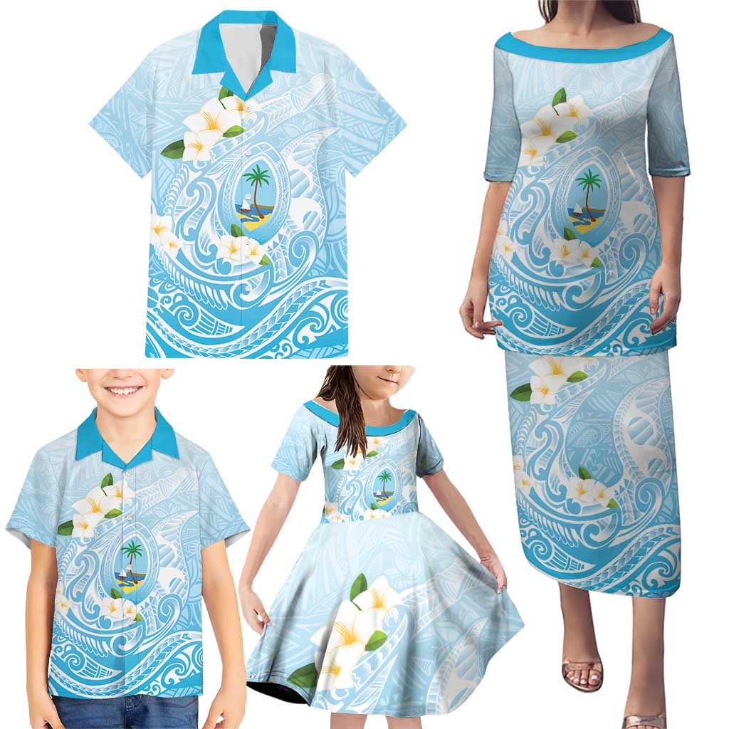 Guam Fishhook Mix Guasali Flowers Family Matching Puletasi and Hawaiian Shirt Dreaming Turquoise LT7 - Polynesian Pride