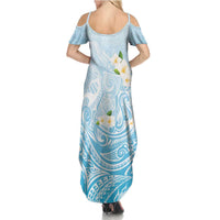 Guam Fishhook Mix Guasali Flowers Family Matching Summer Maxi Dress and Hawaiian Shirt Dreaming Turquoise