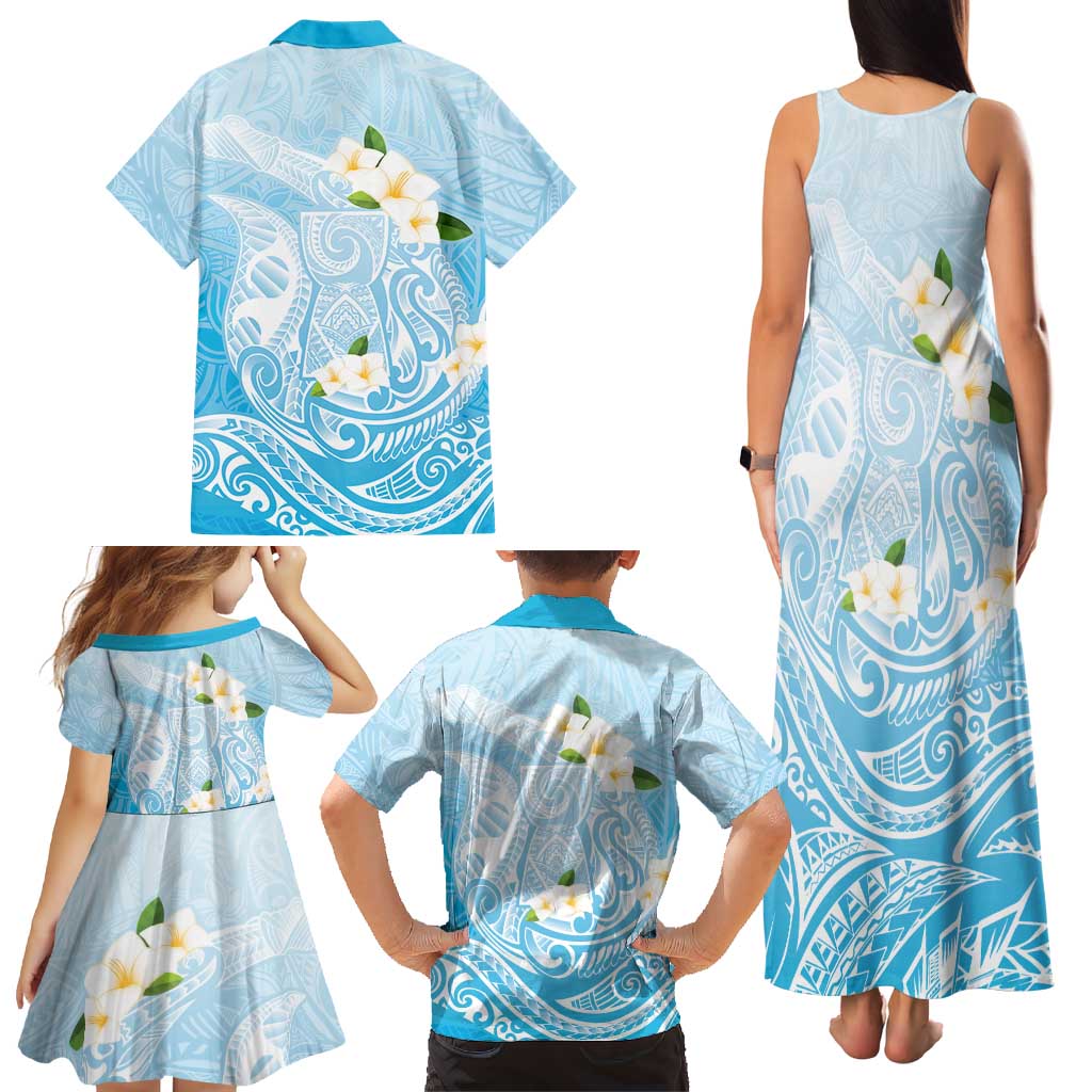 Guam Fishhook Mix Guasali Flowers Family Matching Tank Maxi Dress and Hawaiian Shirt Dreaming Turquoise
