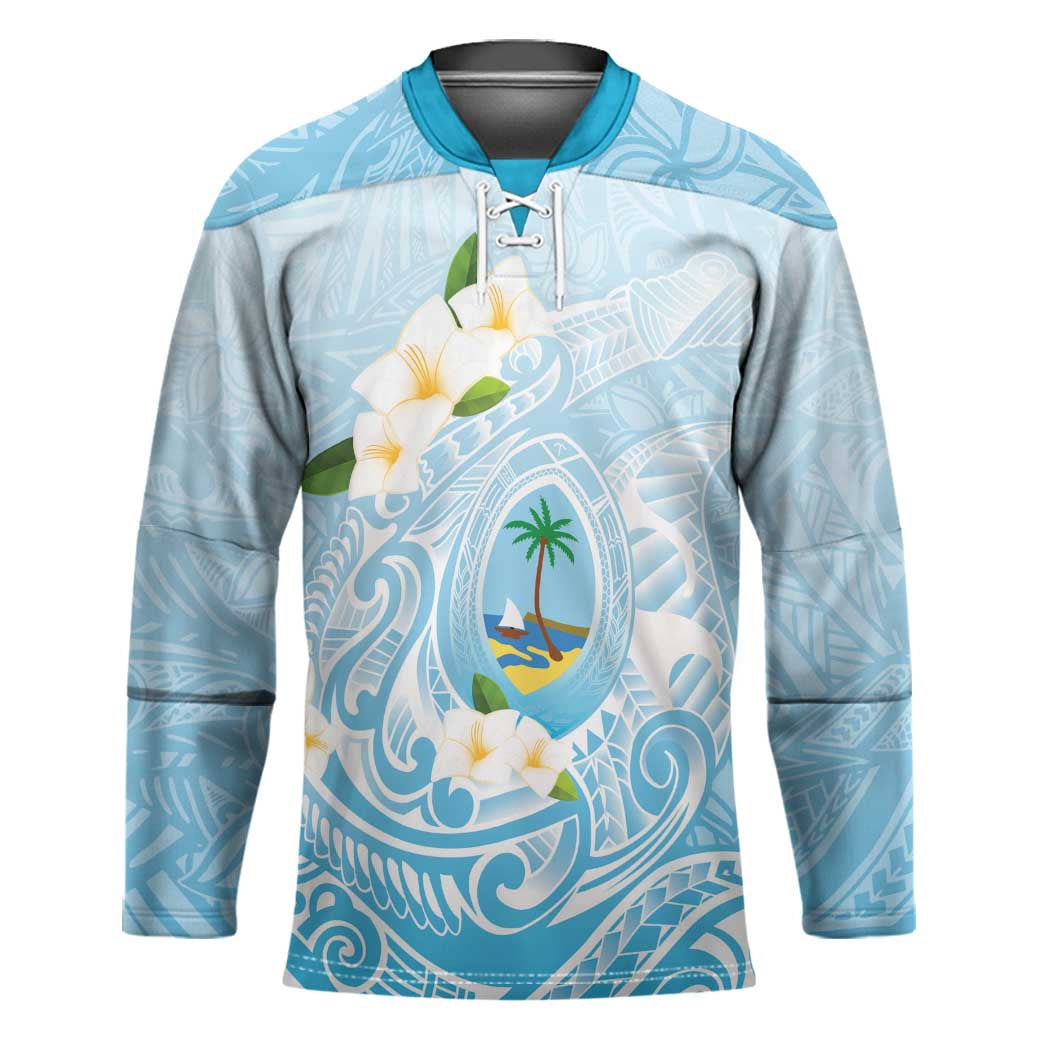 Guam Fishhook Mix Guasali Flowers Hockey Jersey Dreaming Turquoise LT7 Unisex Turquoise - Polynesian Pride