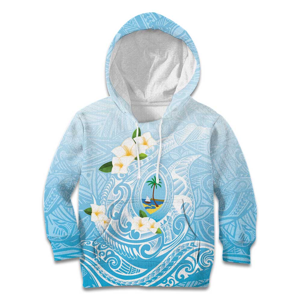 Guam Fishhook Mix Guasali Flowers Kid Hoodie Dreaming Turquoise LT7 Hoodie Turquoise - Polynesian Pride