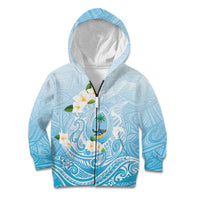Guam Fishhook Mix Guasali Flowers Kid Hoodie Dreaming Turquoise LT7 Zip Hoodie Turquoise - Polynesian Pride
