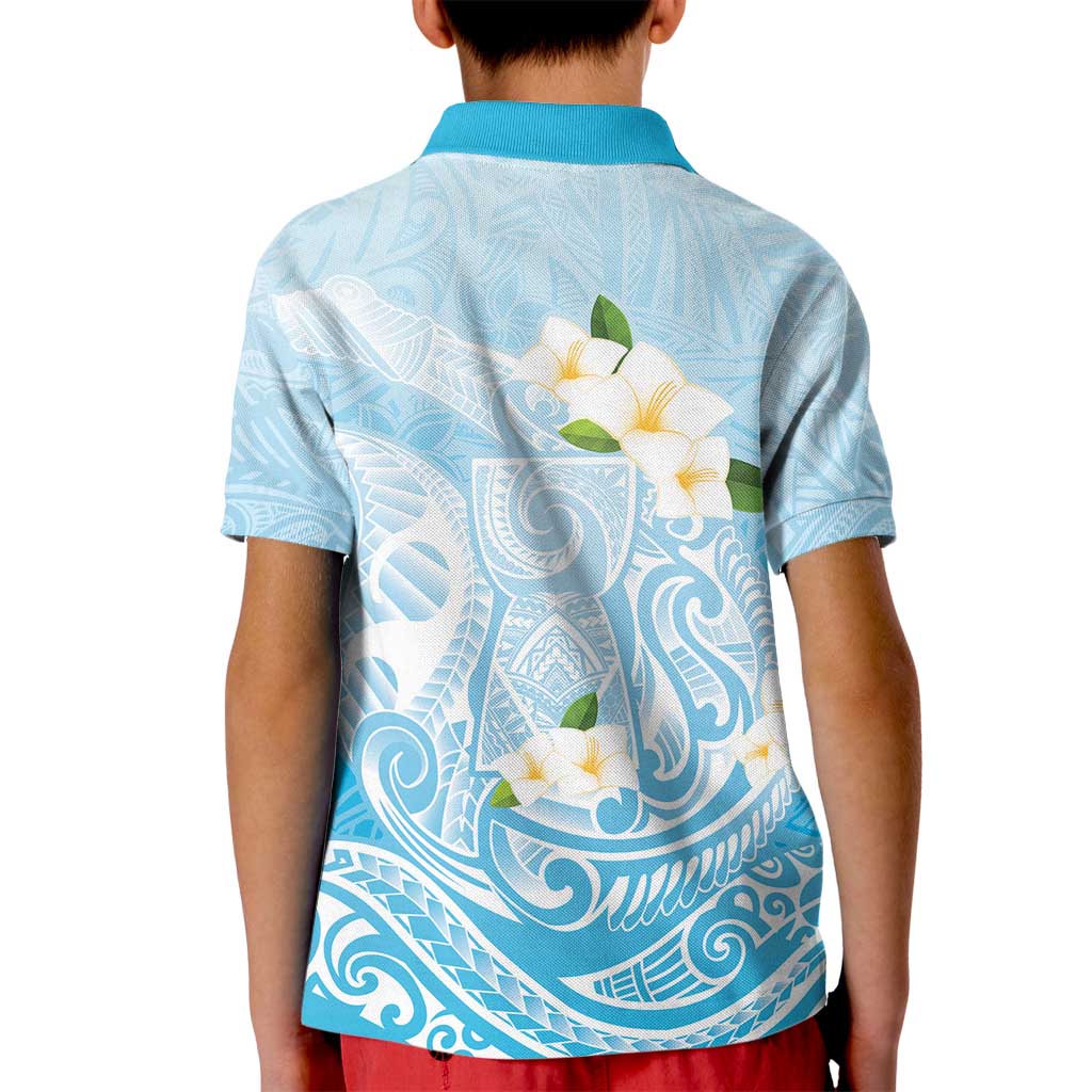 Guam Fishhook Mix Guasali Flowers Kid Polo Shirt Dreaming Turquoise LT7 - Polynesian Pride