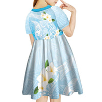 Guam Fishhook Mix Guasali Flowers Kid Short Sleeve Dress Dreaming Turquoise LT7 - Polynesian Pride
