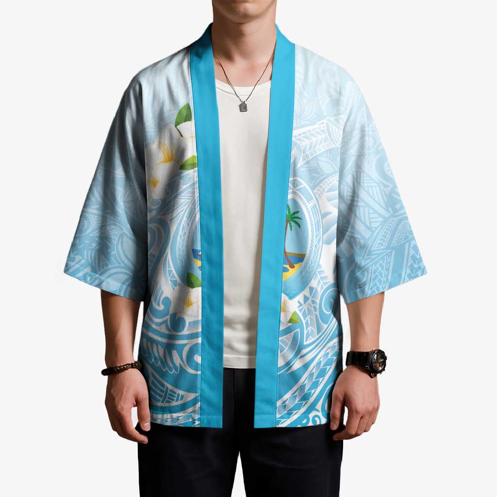 Guam Fishhook Mix Guasali Flowers Kimono Dreaming Turquoise LT7 - Polynesian Pride