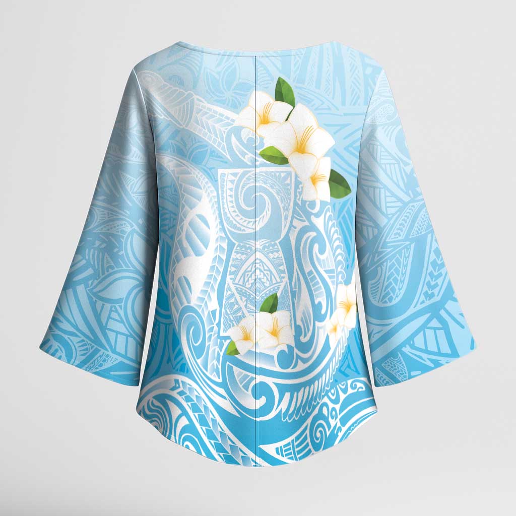 Guam Fishhook Mix Guasali Flowers Kimono Sleeve Blouse Dreaming Turquoise LT7 - Polynesian Pride
