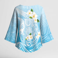 Guam Fishhook Mix Guasali Flowers Kimono Sleeve Blouse Dreaming Turquoise LT7 - Polynesian Pride
