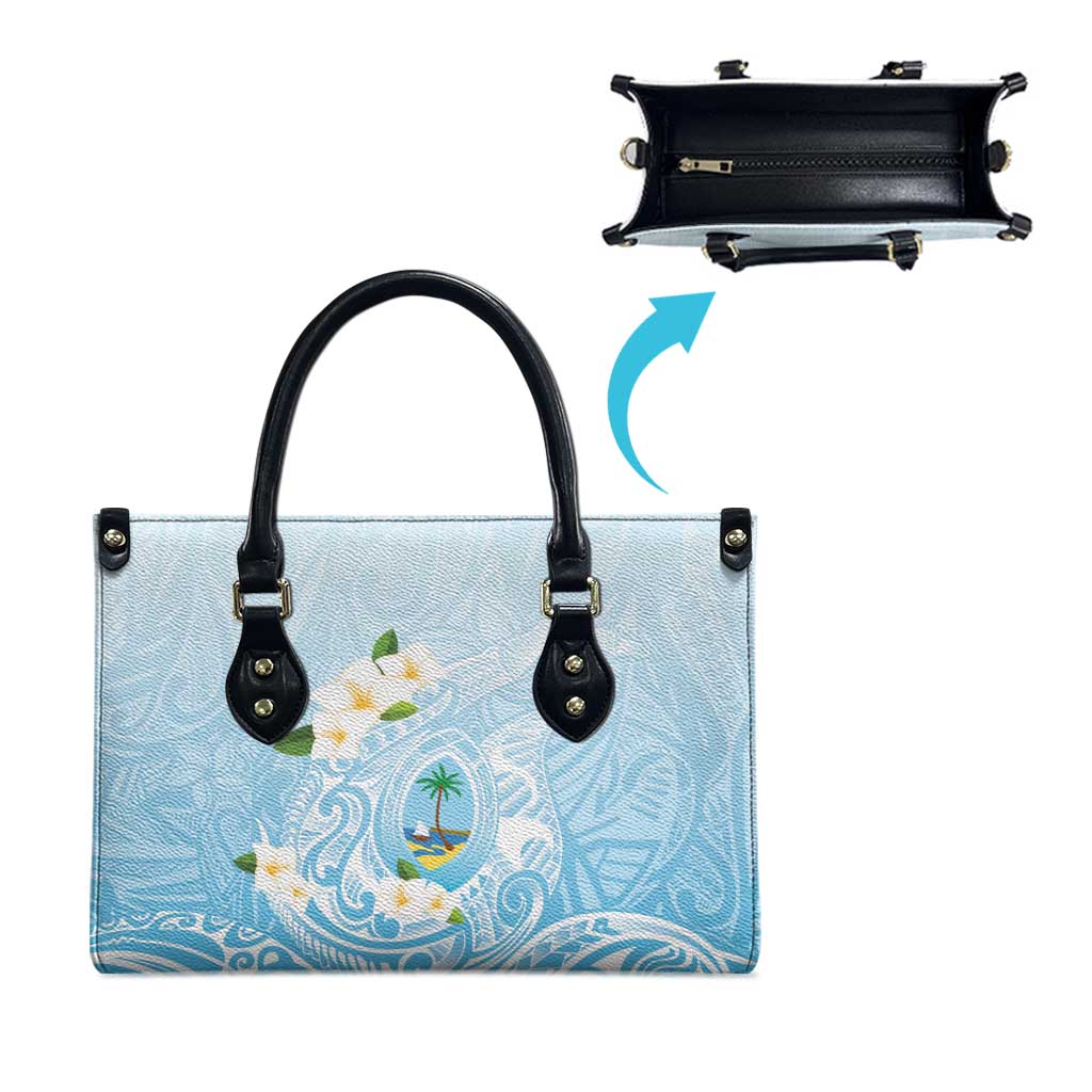 Guam Fishhook Mix Guasali Flowers Leather Bag Dreaming Turquoise LT7 - Polynesian Pride