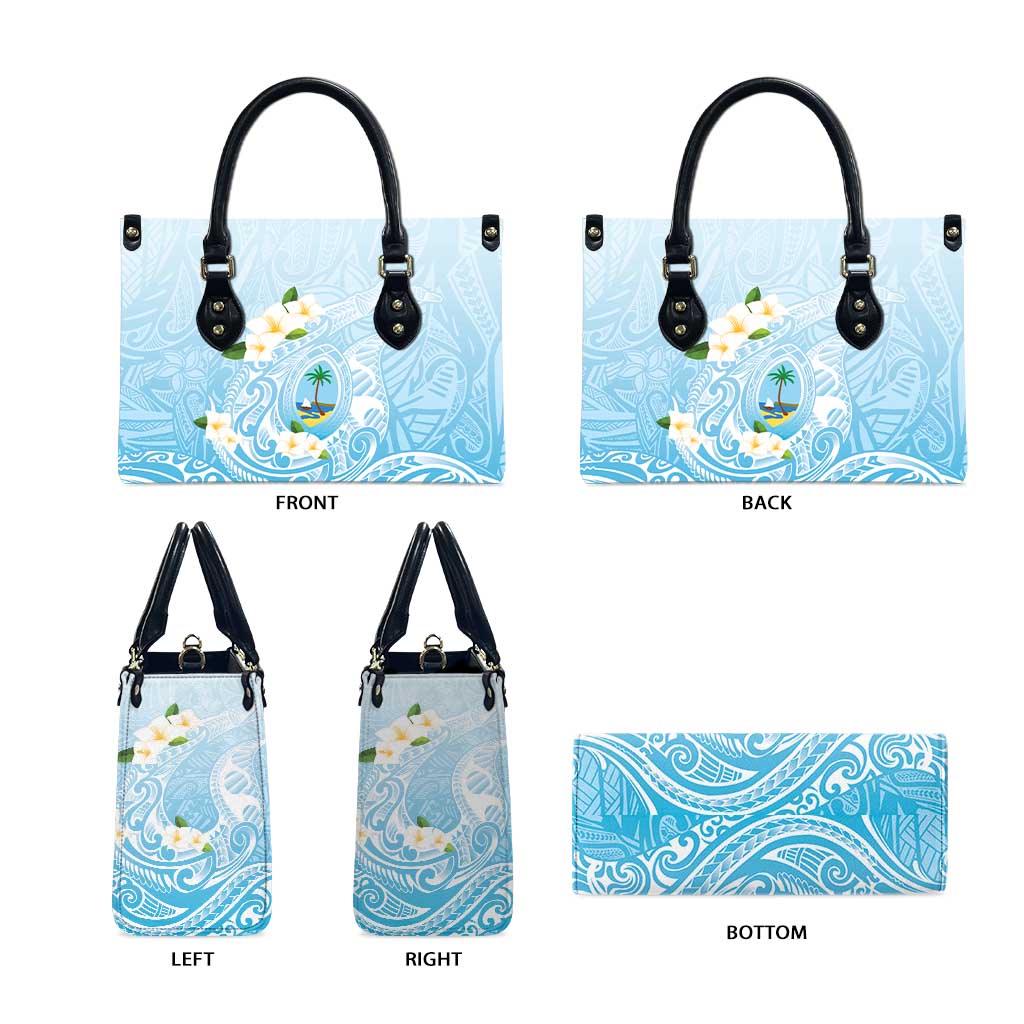 Guam Fishhook Mix Guasali Flowers Leather Bag Dreaming Turquoise LT7 - Polynesian Pride