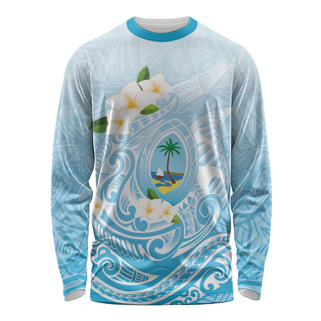 Guam Fishhook Mix Guasali Flowers Long Sleeve Shirt Dreaming Turquoise LT7 Unisex Turquoise - Polynesian Pride