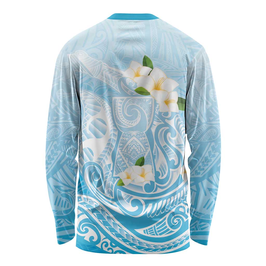 Guam Fishhook Mix Guasali Flowers Long Sleeve Shirt Dreaming Turquoise LT7 - Polynesian Pride