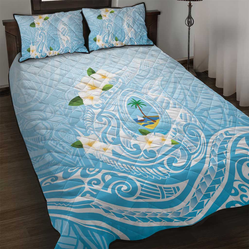 Guam Fishhook Mix Guasali Flowers Quilt Bed Set Dreaming Turquoise