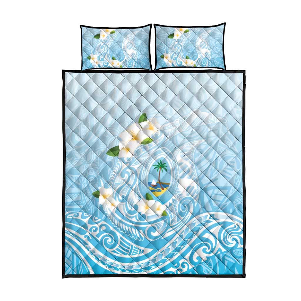 Guam Fishhook Mix Guasali Flowers Quilt Bed Set Dreaming Turquoise LT7 - Polynesian Pride