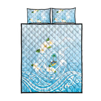 Guam Fishhook Mix Guasali Flowers Quilt Bed Set Dreaming Turquoise LT7 - Polynesian Pride