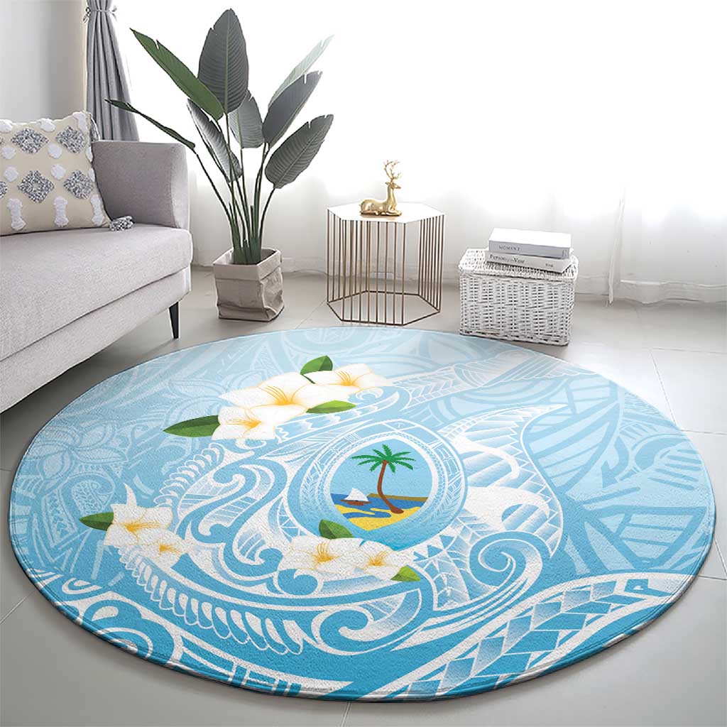 Guam Fishhook Mix Guasali Flowers Round Carpet Dreaming Turquoise LT7 - Polynesian Pride