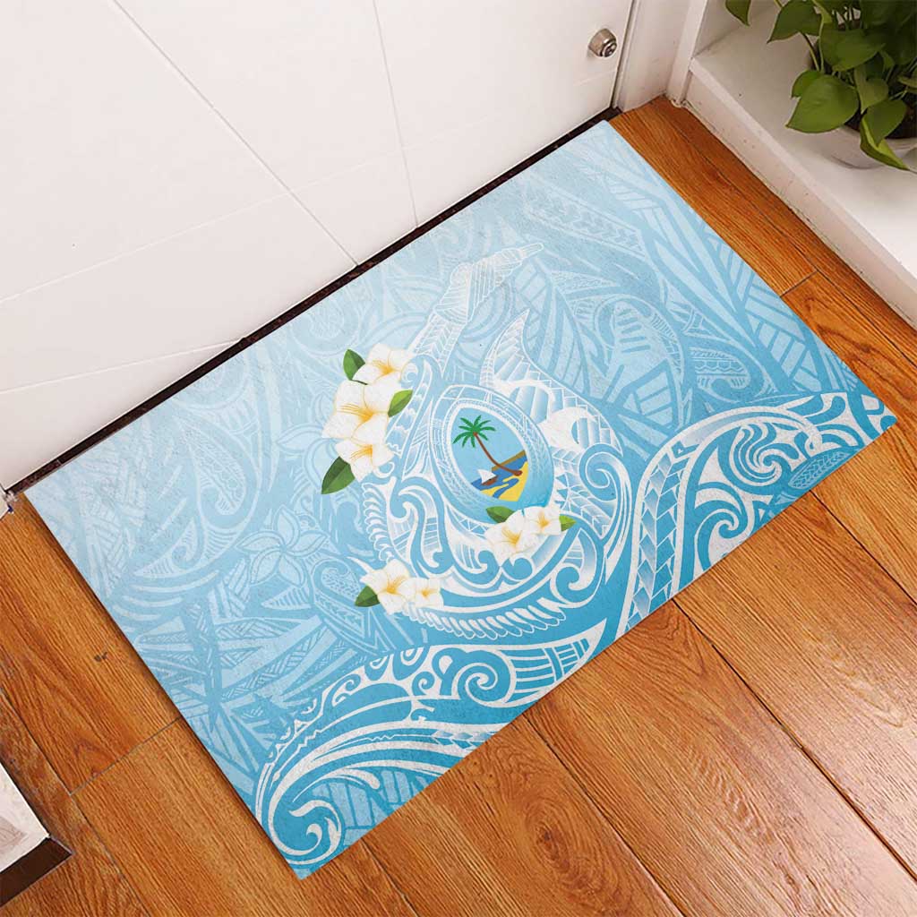 Guam Fishhook Mix Guasali Flowers Rubber Doormat Dreaming Turquoise LT7 - Polynesian Pride