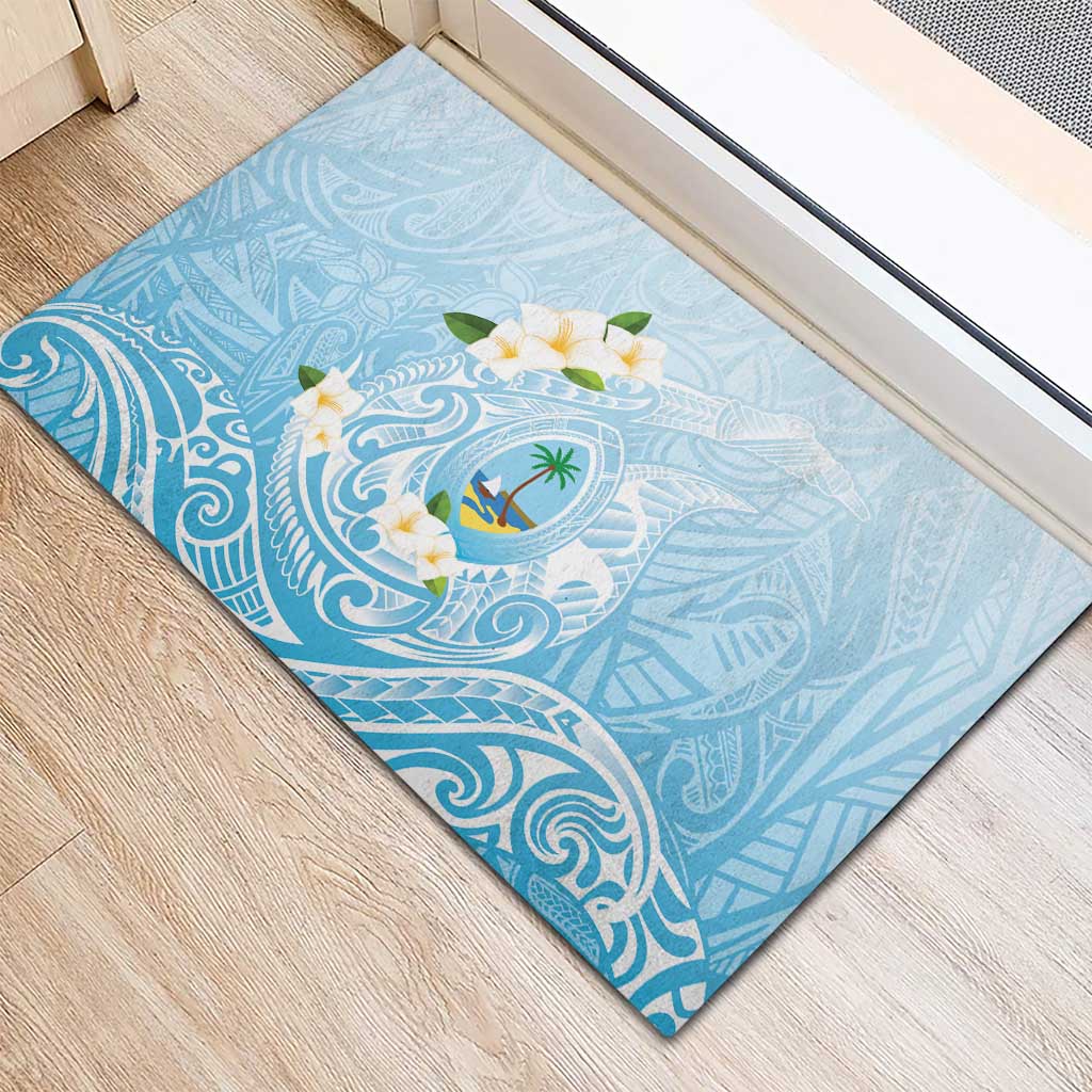 Guam Fishhook Mix Guasali Flowers Rubber Doormat Dreaming Turquoise LT7 - Polynesian Pride