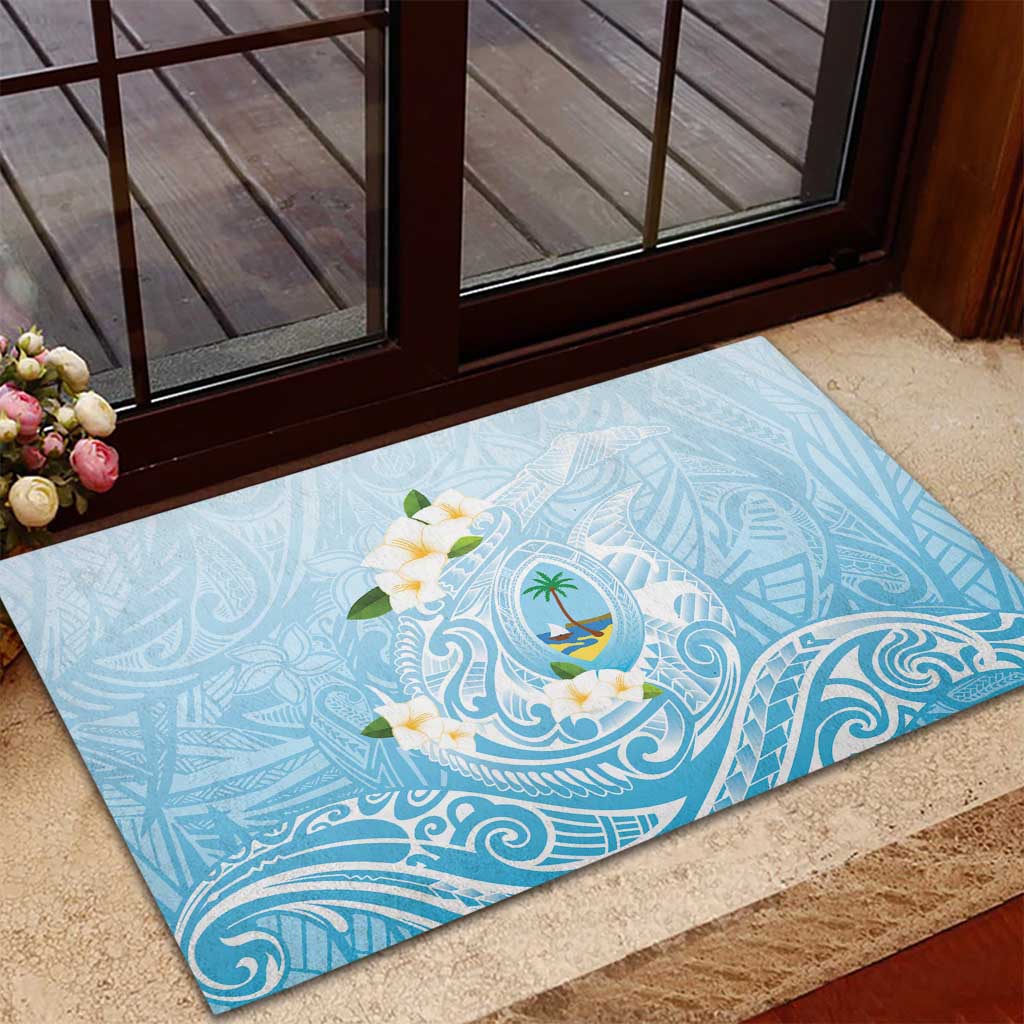 Guam Fishhook Mix Guasali Flowers Rubber Doormat Dreaming Turquoise LT7 - Polynesian Pride