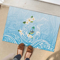 Guam Fishhook Mix Guasali Flowers Rubber Doormat Dreaming Turquoise LT7 - Polynesian Pride