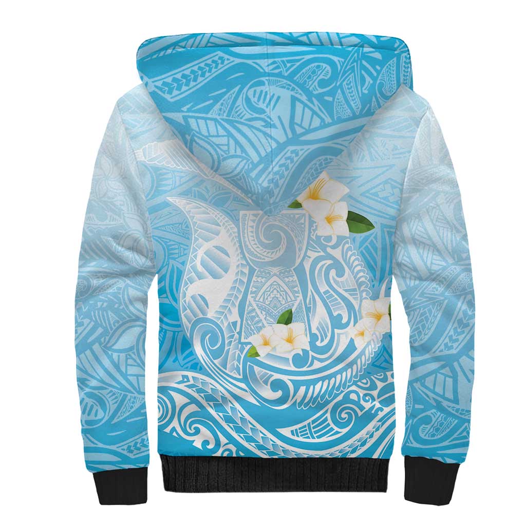 Guam Fishhook Mix Guasali Flowers Sherpa Hoodie Dreaming Turquoise LT7 - Polynesian Pride