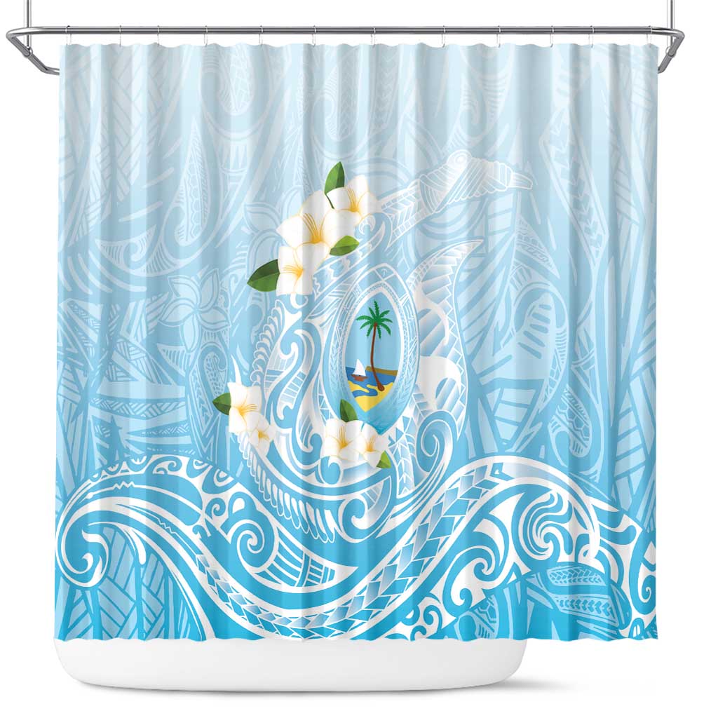 Guam Fishhook Mix Guasali Flowers Shower Curtain Dreaming Turquoise LT7 Turquoise - Polynesian Pride