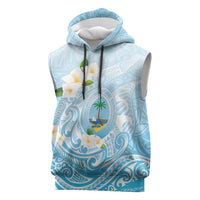 Guam Fishhook Mix Guasali Flowers Sleeveless Hoodie Dreaming Turquoise LT7 Turquoise - Polynesian Pride