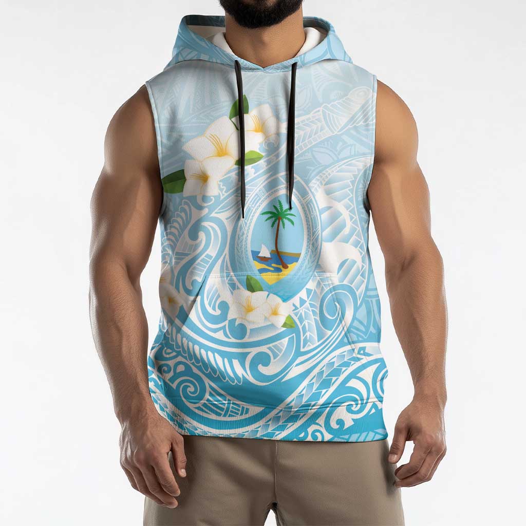 Guam Fishhook Mix Guasali Flowers Sleeveless Hoodie Dreaming Turquoise LT7 - Polynesian Pride
