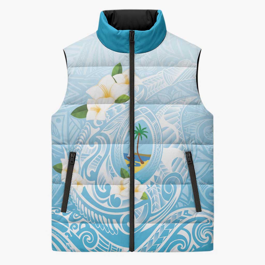 Guam Fishhook Mix Guasali Flowers Sleeveless Puffer Jacket Dreaming Turquoise