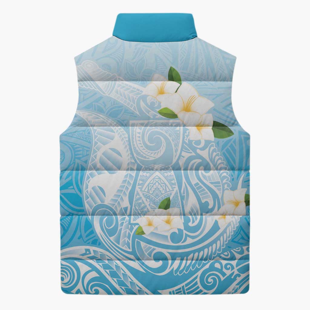 Guam Fishhook Mix Guasali Flowers Sleeveless Puffer Jacket Dreaming Turquoise