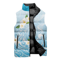 Guam Fishhook Mix Guasali Flowers Sleeveless Puffer Jacket Dreaming Turquoise