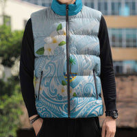 Guam Fishhook Mix Guasali Flowers Sleeveless Puffer Jacket Dreaming Turquoise
