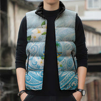 Guam Fishhook Mix Guasali Flowers Sleeveless Puffer Jacket Dreaming Turquoise