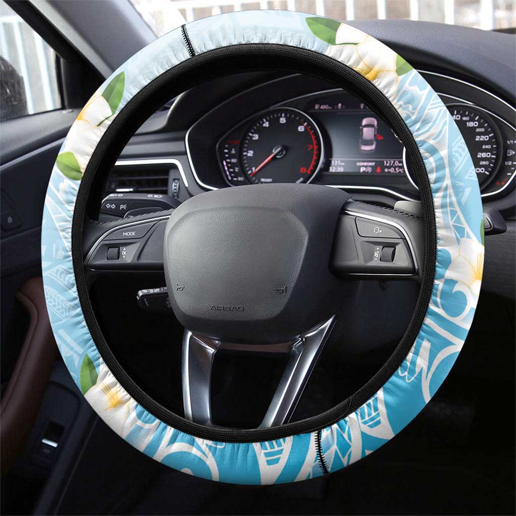 Guam Fishhook Mix Guasali Flowers Steering Wheel Cover Dreaming Turquoise LT7 - Polynesian Pride