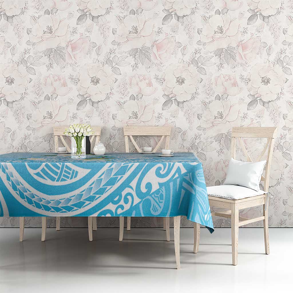 Guam Fishhook Mix Guasali Flowers Tablecloth Dreaming Turquoise LT7 - Polynesian Pride