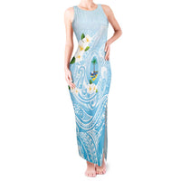 Guam Fishhook Mix Guasali Flowers Tank Maxi Dress Dreaming Turquoise LT7 Women Turquoise - Polynesian Pride