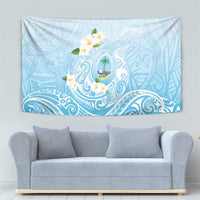 Guam Fishhook Mix Guasali Flowers Tapestry Dreaming Turquoise LT7 - Polynesian Pride