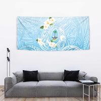 Guam Fishhook Mix Guasali Flowers Tapestry Dreaming Turquoise LT7 - Polynesian Pride
